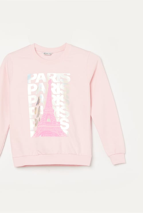 FAME FOREVER Girls Metallic Print Sweatshirt