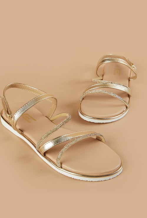 FAME FOREVER Girls Embellished Strappy Flats