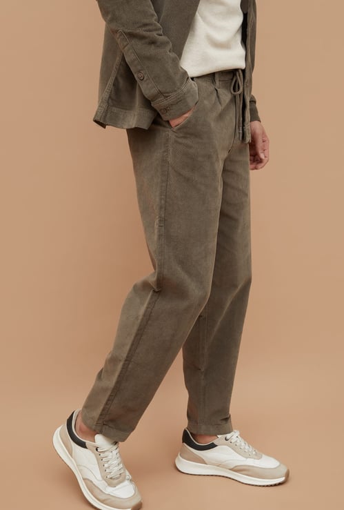 CODE UNWIND Textured Regular Fit Trousers