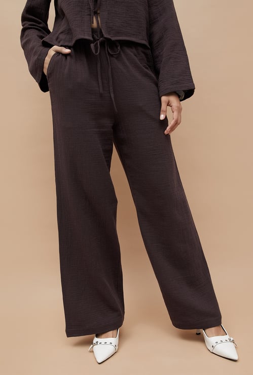 GINGER Textured Wide Leg Trousers