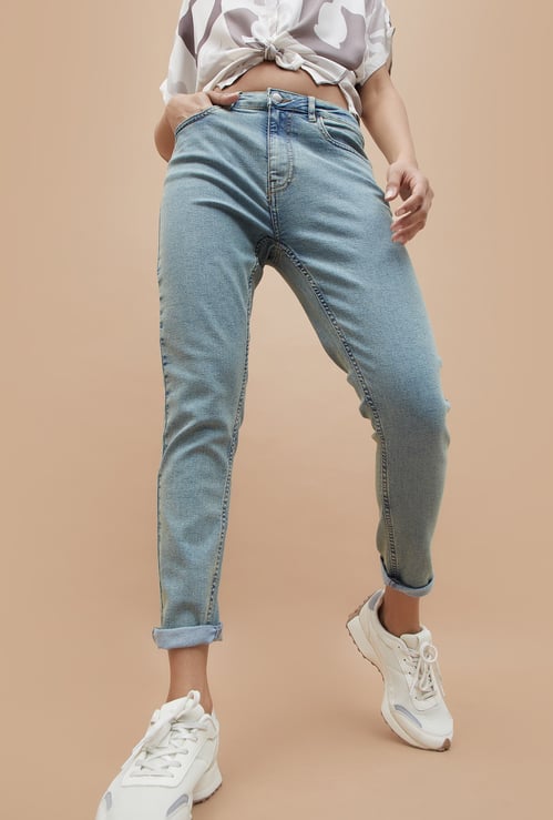 GINGER Washed Skinny Fit High Rise Jeans