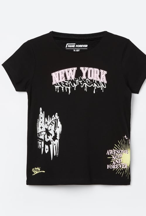 FAME FOREVER Girls Graphic Print T-shirt