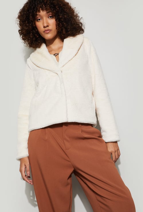 CODE Fuzzy Shawl Collar Jacket