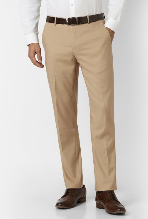 VAN HEUSEN Solid Slim Straight Trousers