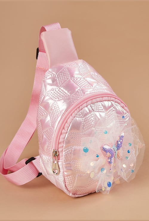 FAME FOREVER Quilted Crossbody Backpack with Bow