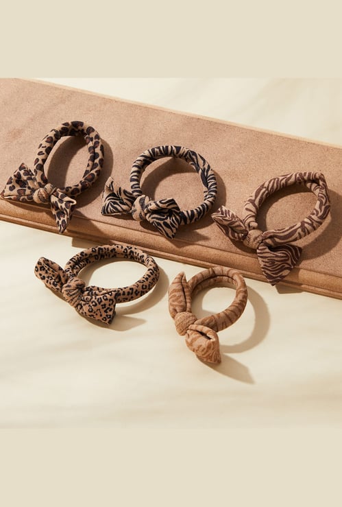 FAME FOREVER Animal Printed Hair Ties - Pack of 5