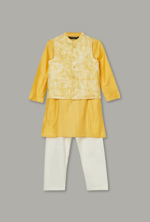 MELANGE Boys Embroidered Kurta Set with Nehru Jacket