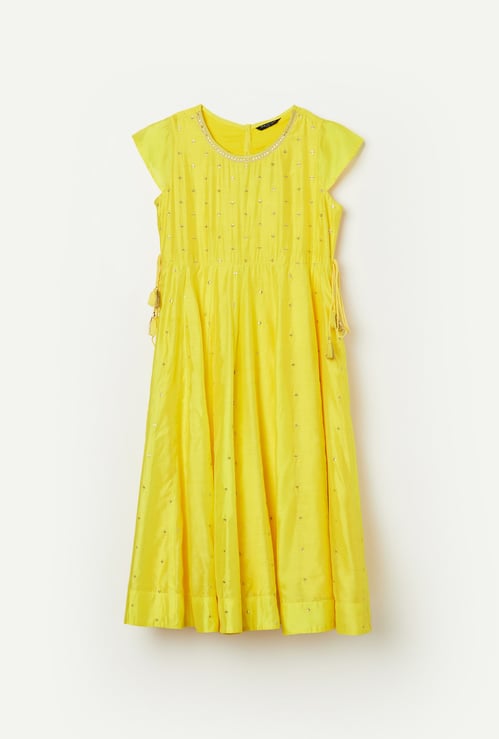 MELANGE Girls Embroidered A-Line Dress