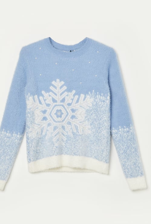 FAME FOREVER Girls Snowflake Print Sweater