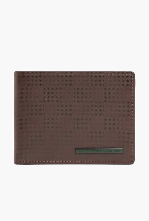 UNITED COLORS OF BENETTON Textured Bi-Fold Leather Wallet