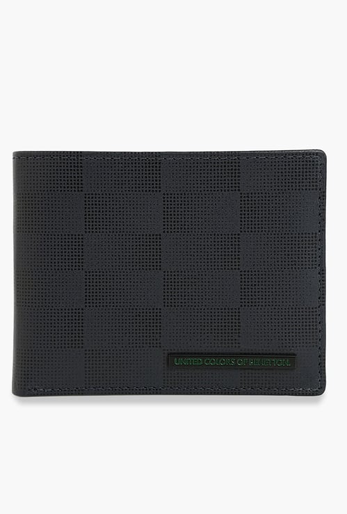 UNITED COLORS OF BENETTON Textured Bi-Fold Leather Wallet