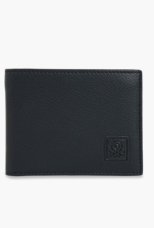 UNITED COLORS OF BENETTON Textured Bi-Fold Leather Wallet