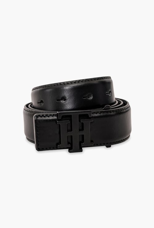 TOMMY HILFIGER Solid Belt with Monogram Buckle