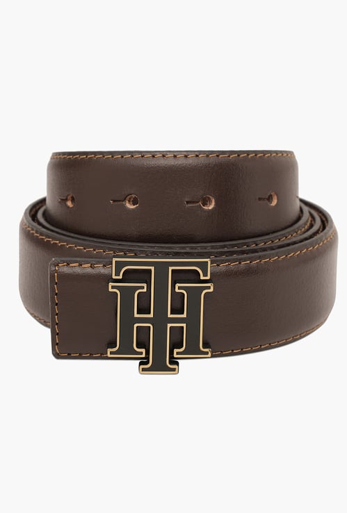 TOMMY HILFIGER Solid Belt with Monogram Buckle