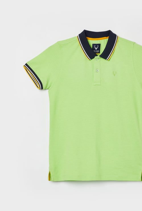 ALLEN SOLLY Boys Contrast Tipping Polo T-shirt