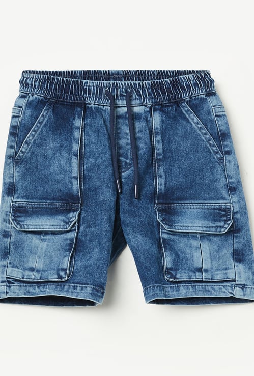 FAME FOREVER Boys Acidwashed Cargo Shorts