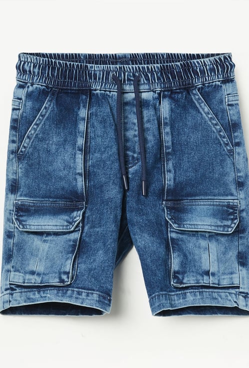 FAME FOREVER Boys Acidwashed Cargo Shorts