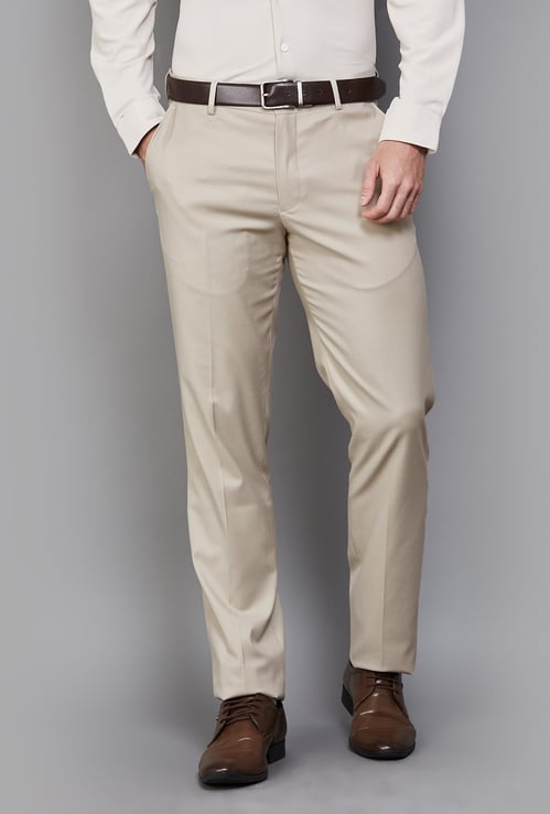 LOUIS PHILIPPE Solid Slim Fit Formal Trousers