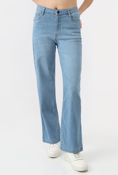 KRAUS Washed Wide Leg Jeans