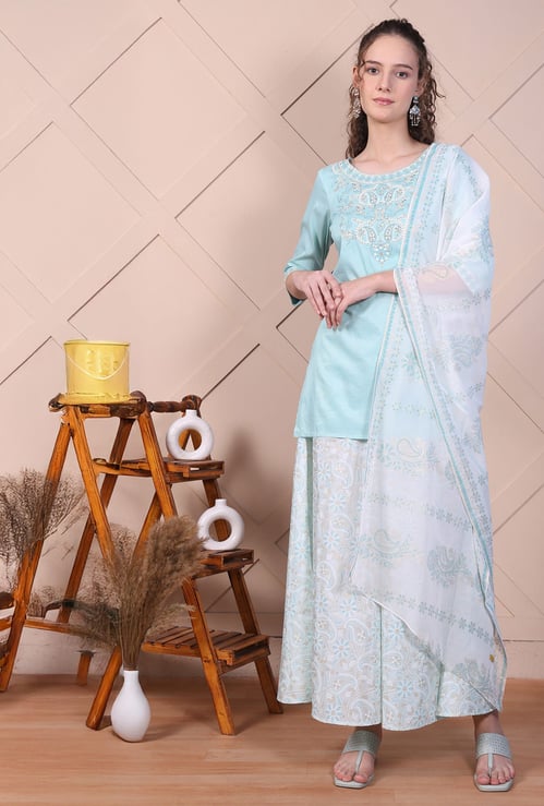 AURELIA Embroidered Palazzo Set