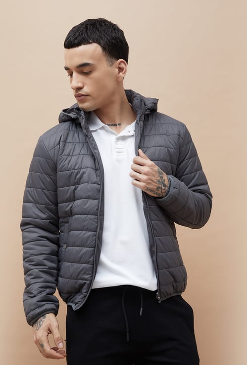 FAME FOREVER Quilted Hooded Puffer Jacket