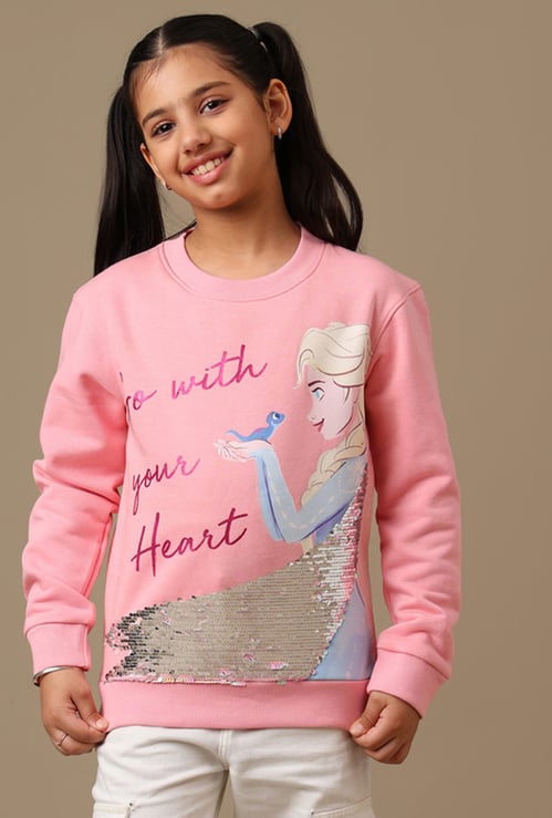 KIDSVILLE Girls Elsa Sequined Sweatshirt