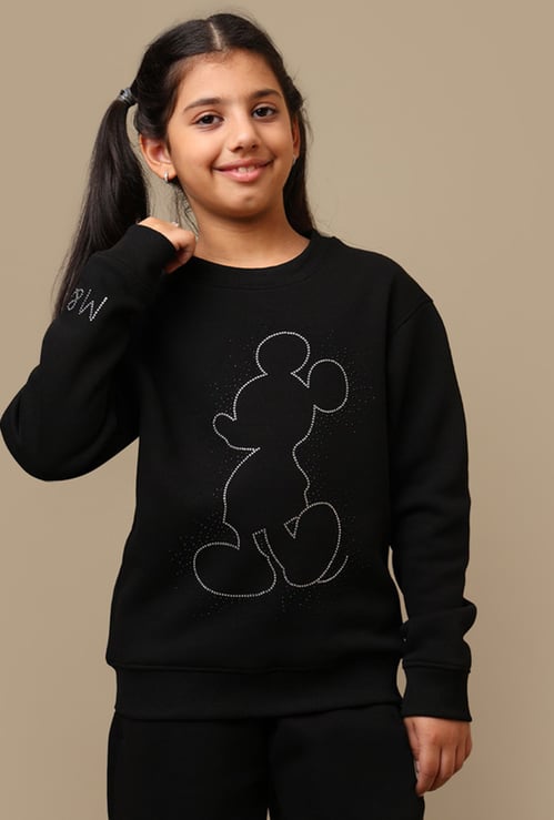 KIDSVILLE Girls Mickey Mouse Embellished Sweatshirt