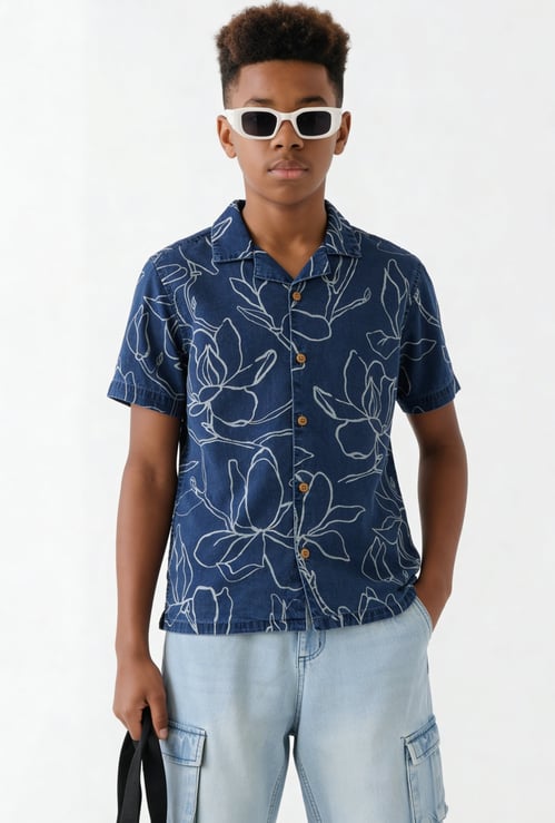 FAME FOREVER Boys Floral Print Shirt