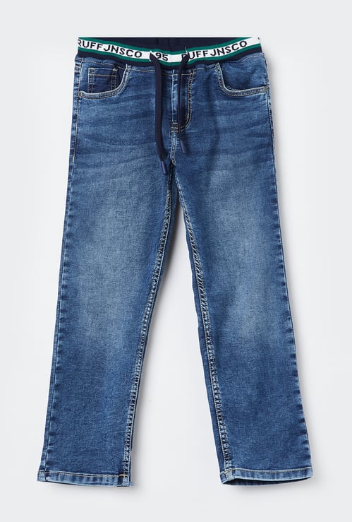 RUFF KIDS Boys Medium Wash Regular Fit Drawstring Jeans