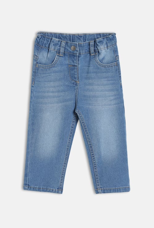 FS MINI KLUB Girls Floral Embroidered Jeans