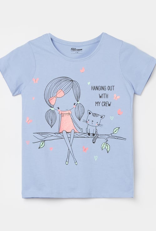 FAME FOREVER Girls Graphic Print T-shirt