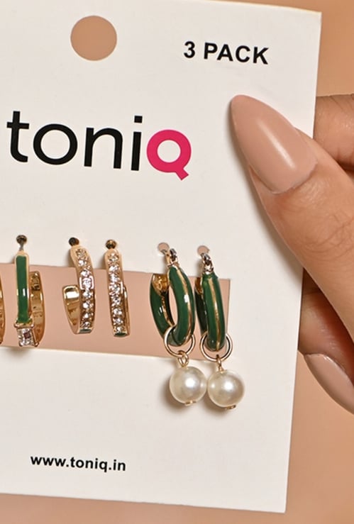 TONIQ Embellished Earrings - Pack of 3
