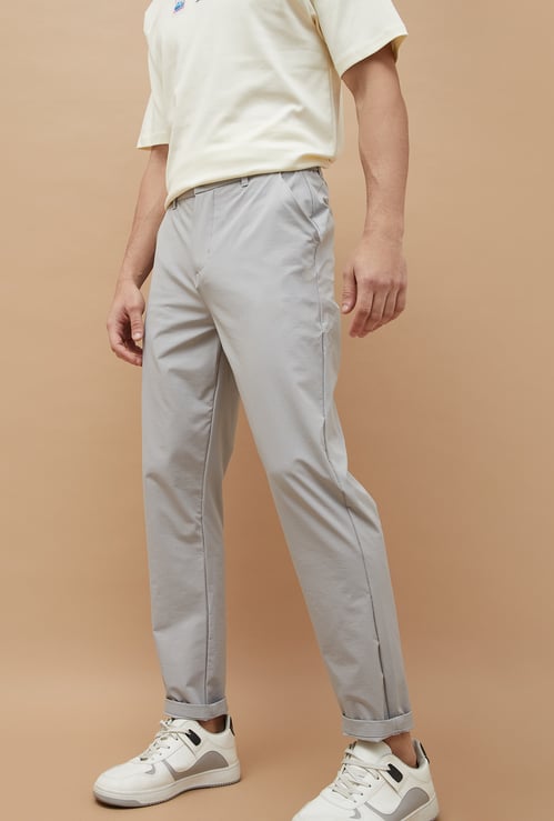 CODE Solid Mid-Rise Flat Front Trousers