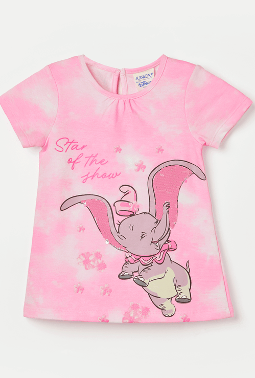 JUNIORS Girls Dumbo Sequined T-shirt Dress