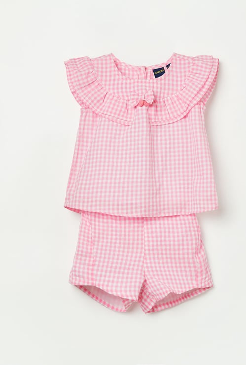 JUNIORS Girls Checked Top with Shorts