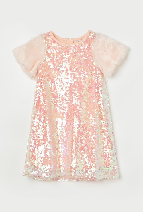 FAME FOREVER Girls Sequinned A-line Dress