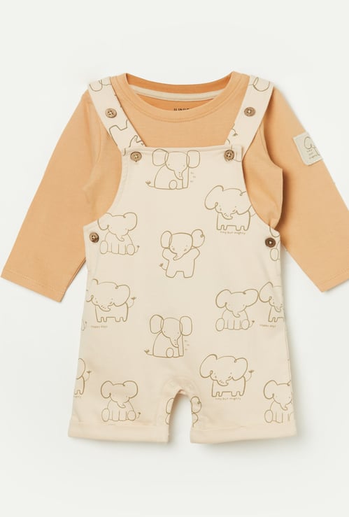 JUNIORS Boys Graphic Print Dungaree with T-shirt