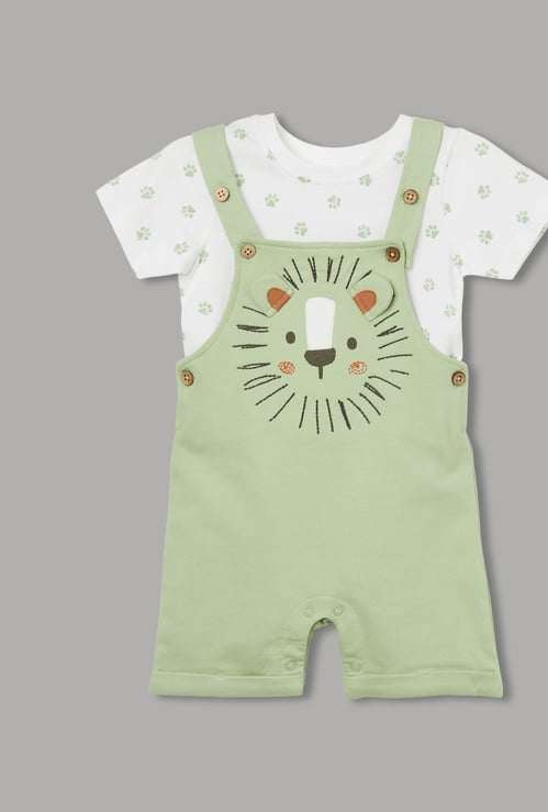 JUNIORS Boys Printed Dungaree with T-shirt