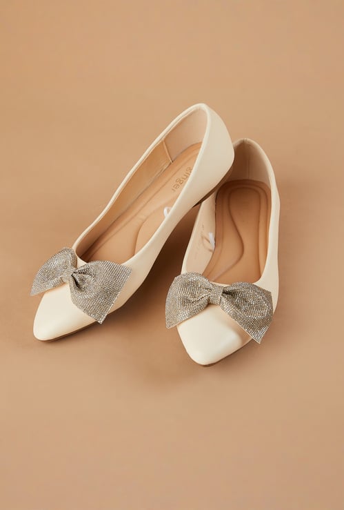 GINGER Embellished Bow Ballerinas