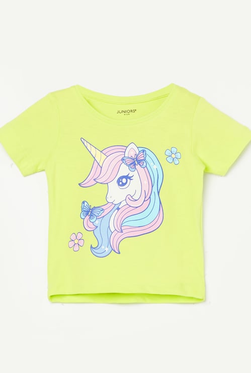 JUNIORS Girls Unicorn Print T-shirt