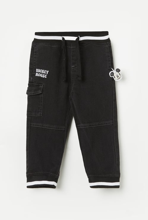 JUNIORS Boys Mickey Mouse Embroidered Jogger Jeans