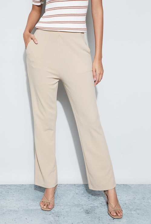 CODE Solid Flat Front Trousers