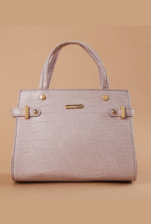 GINGER Croc Textured Handheld Bag
