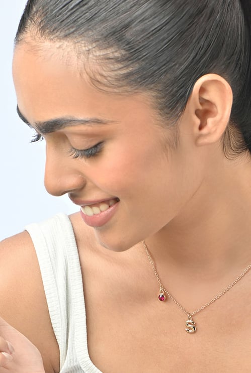TONIQ Embellished Alphabet Pendant Necklace