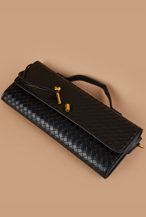 CODE Basket Weave Flap Clutch