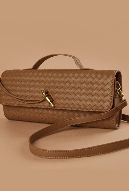 CODE Basket Weave Flap Clutch