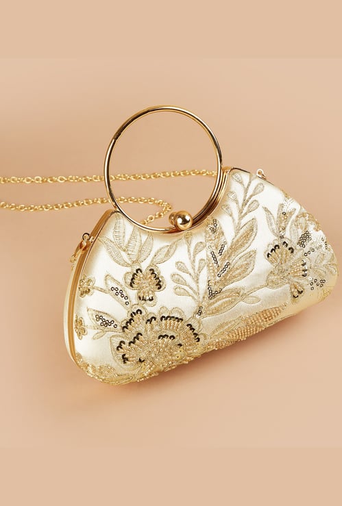 CODE Embroidered Minaudiere Clutch