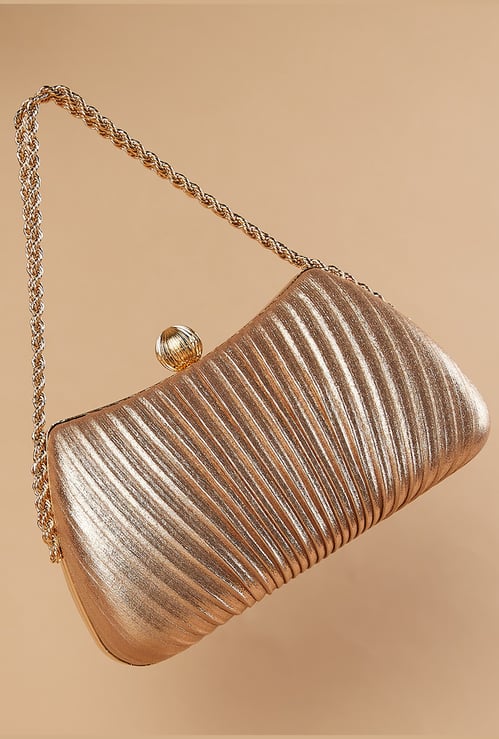 CODE Shimmery Clutch with Chain Strap