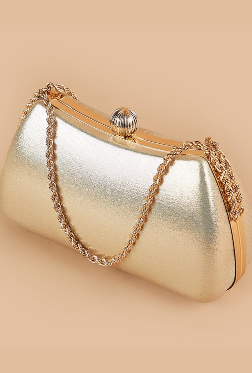 CODE Shimmery Clutch with Chain Strap