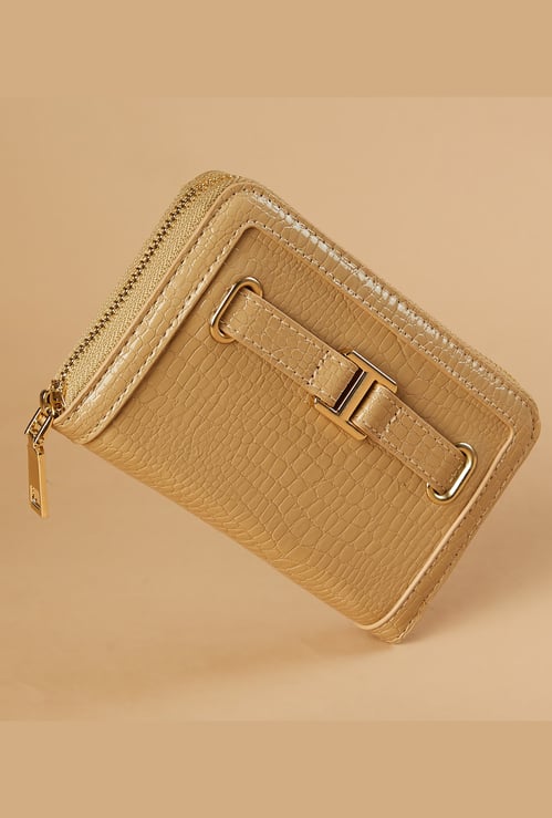 GINGER Croc Embossed Zip-Around Wallet